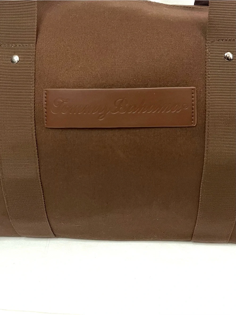 Tommy Bahama Brown Canvas Weekender Duffel Bag